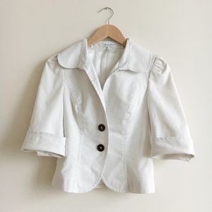 Guess Cream Short Sleeve Blazer with Rounded Collar